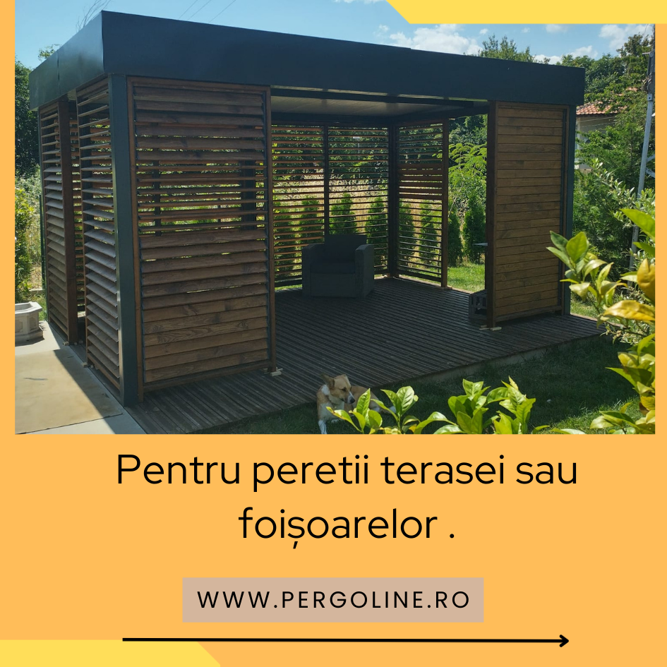 Pergolă modernă cu sistem de lamele orientabile